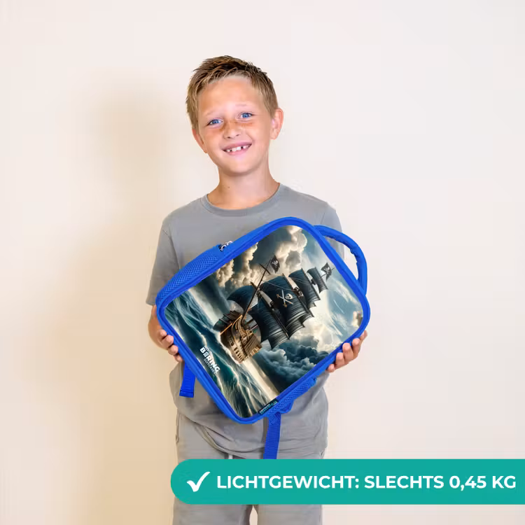 Kinderrugzak - Blauw - Piratenschip op een woeste zee — 2