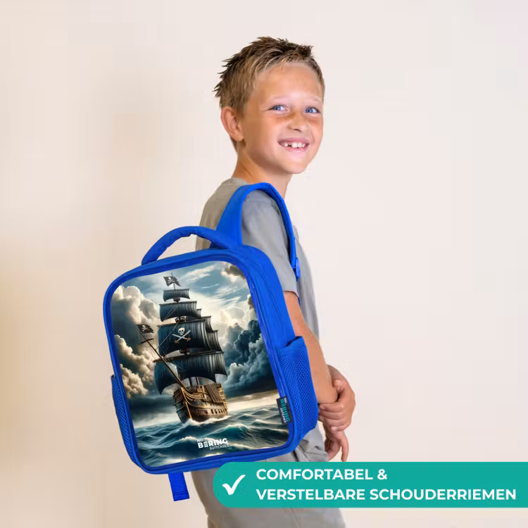 Kinderrugzak - Blauw - Piratenschip op een woeste zee — 4