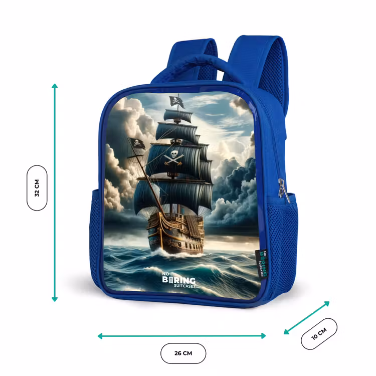 Kinderrugzak - Blauw - Piratenschip op een woeste zee — 5
