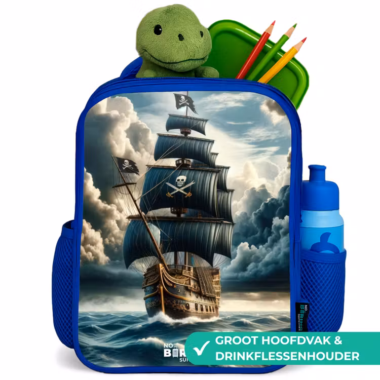 Kinderrugzak - Blauw - Piratenschip op een woeste zee — 6