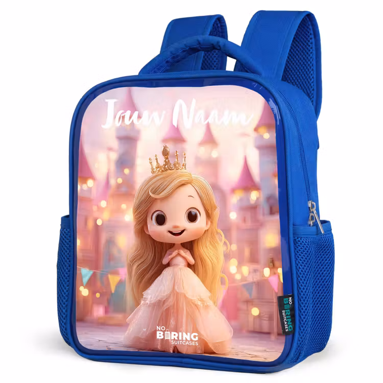 Kinderrugzak met naam - Blauw - Prinses - Roze - Kasteel — 7