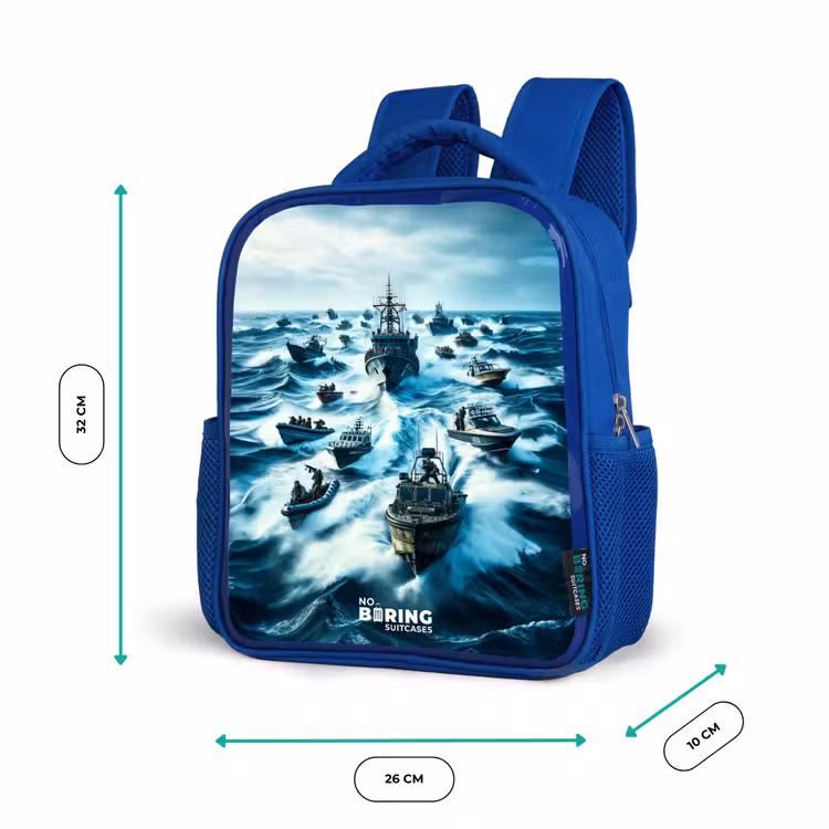 Kinderrugzak - Blauw - Schepen in de zee — 5