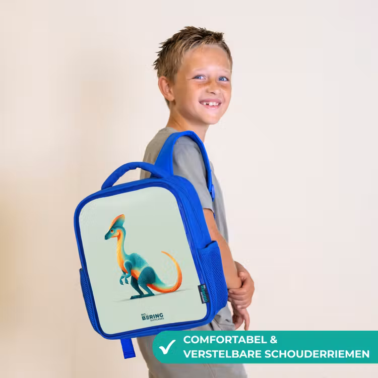 Kinderrugzak - Blauw - Elegante dino met kam — 4