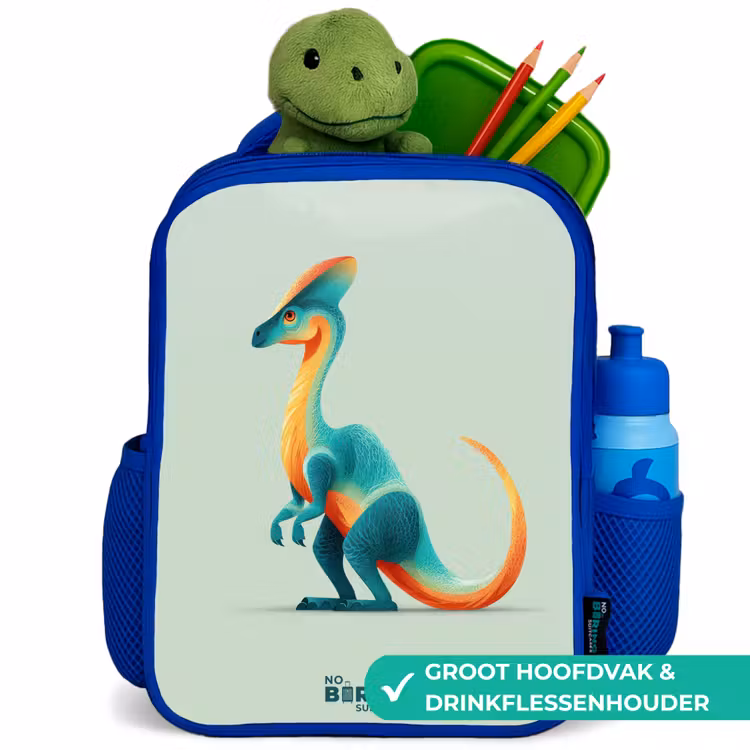 Kinderrugzak - Blauw - Elegante dino met kam — 6