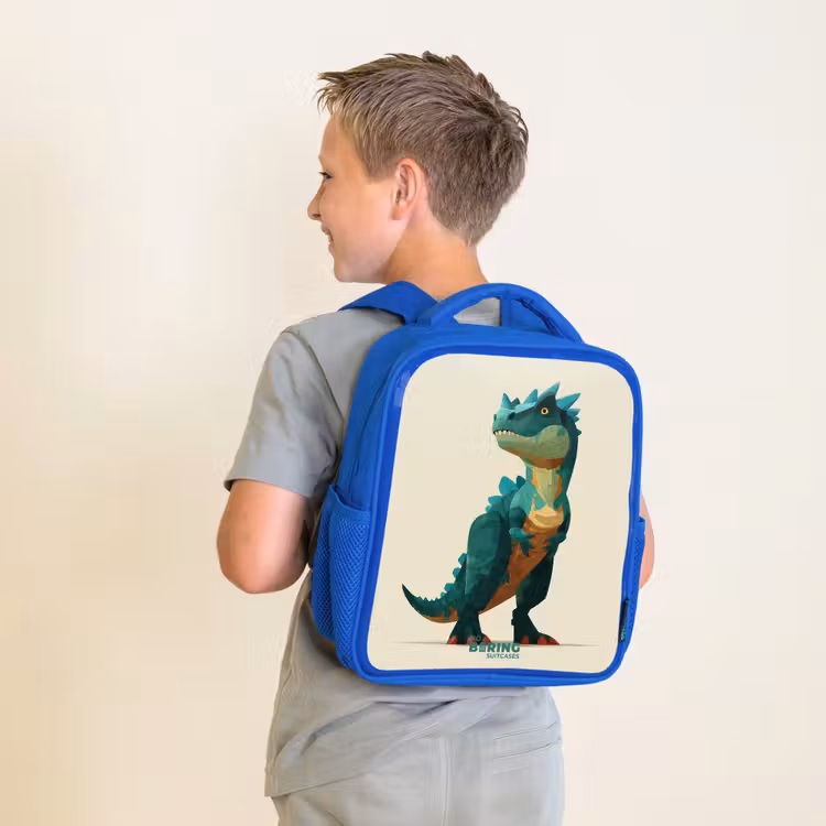 Kinderrugzak - Blauw - Gehoornde dino met scherpe blik — 3