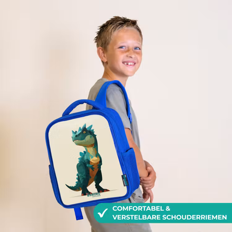 Kinderrugzak - Blauw - Gehoornde dino met scherpe blik — 4