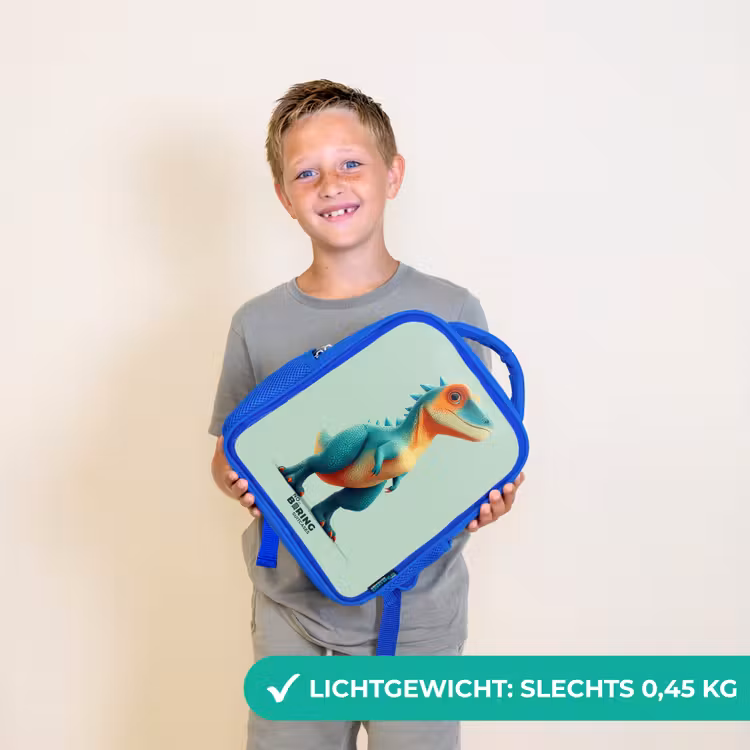 Kinderrugzak - Blauw - Stoere dino met grote ogen — 2