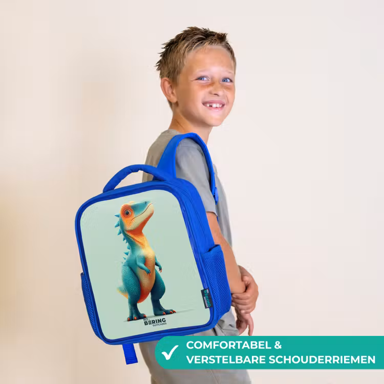 Kinderrugzak - Blauw - Stoere dino met grote ogen — 4