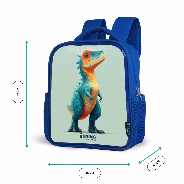 Kinderrugzak - Blauw - Stoere dino met grote ogen — 5