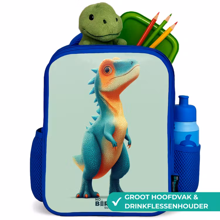 Kinderrugzak - Blauw - Stoere dino met grote ogen — 6