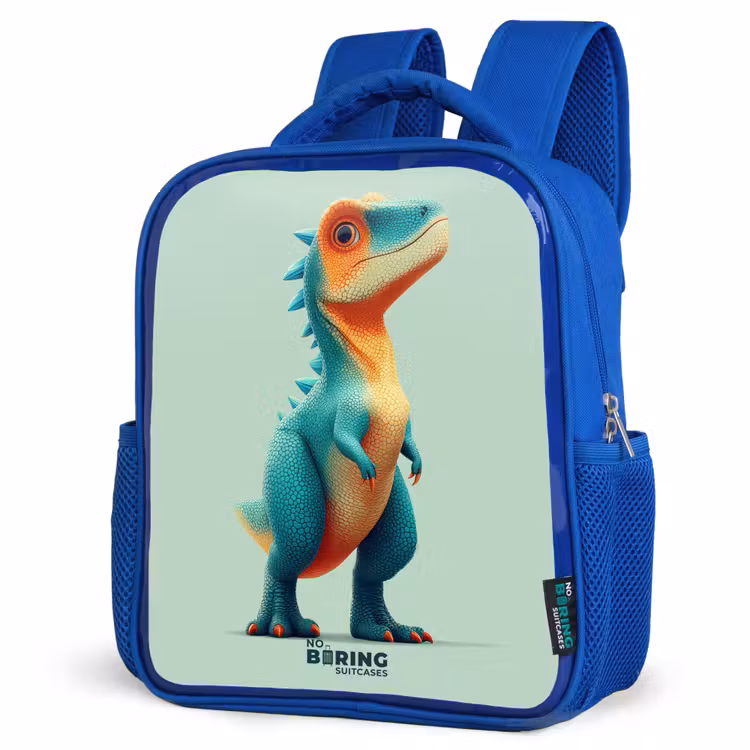 Kinderrugzak - Blauw - Stoere dino met grote ogen — 7