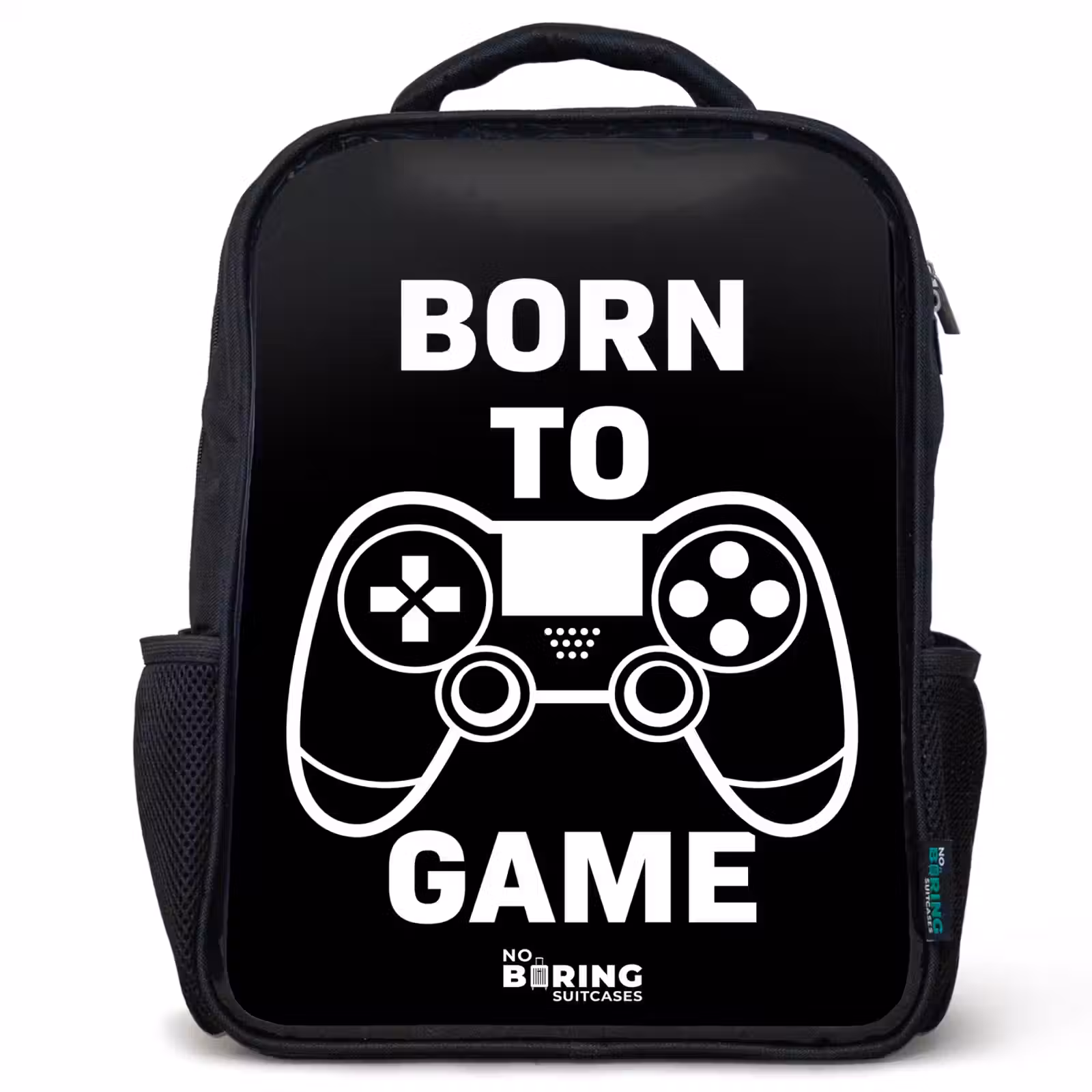 Kinderrugzak met naam - Zwart - Born to game met controller — 1