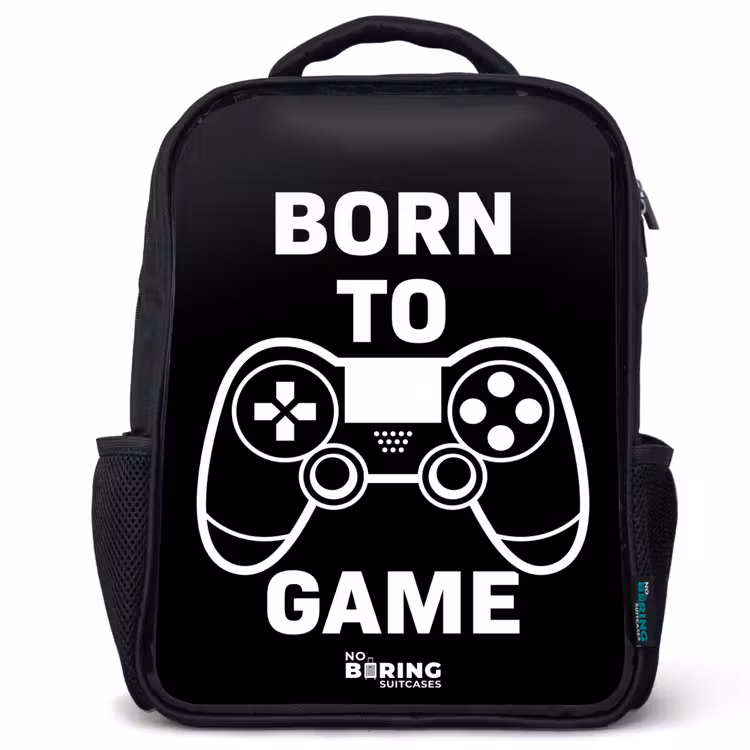 Kinderrugzak met naam - Zwart - Born to game met controller — 1