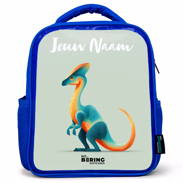 Kinderrugzak met naam - Blauw - Dino - Blauw - Dier — 1