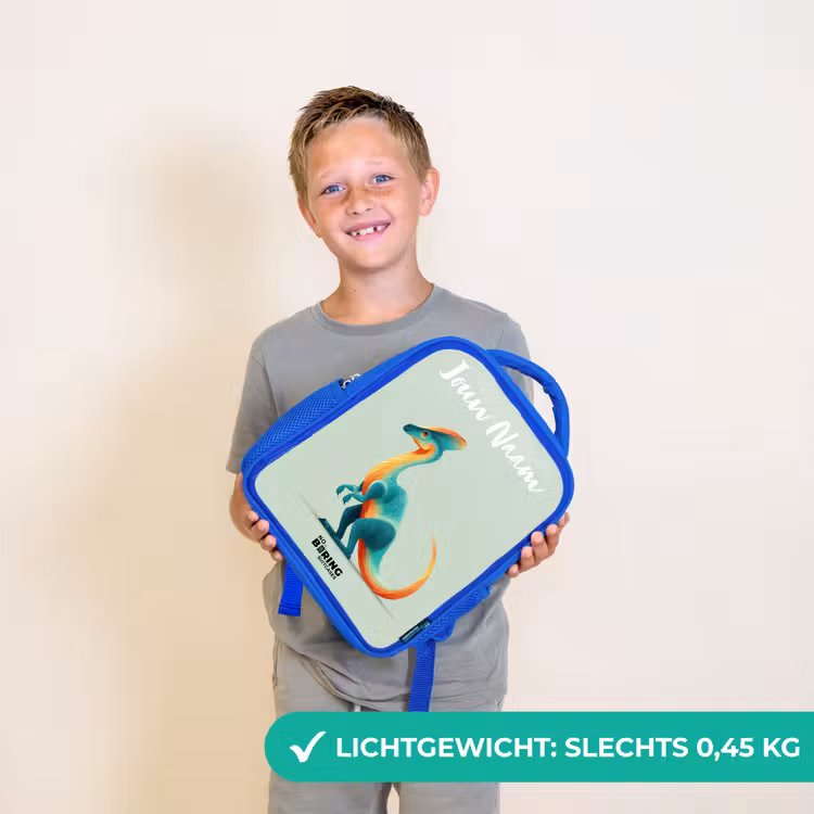 Kinderrugzak met naam - Blauw - Dino - Blauw - Dier — 2