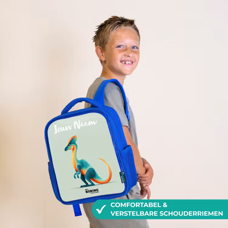 Kinderrugzak met naam - Blauw - Dino - Blauw - Dier — 4