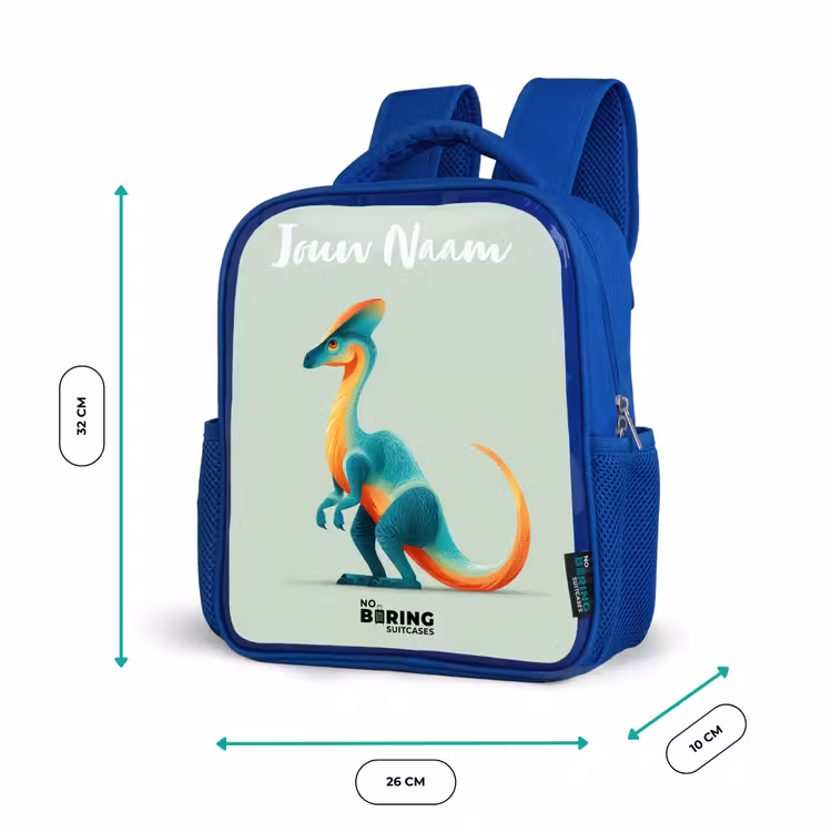 Kinderrugzak met naam - Blauw - Dino - Blauw - Dier — 5