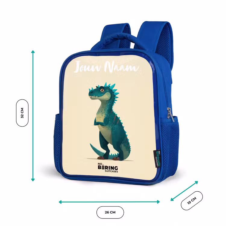 Kinderrugzak met naam - Blauw - Dino - Dier - Blauw - Groen — 5