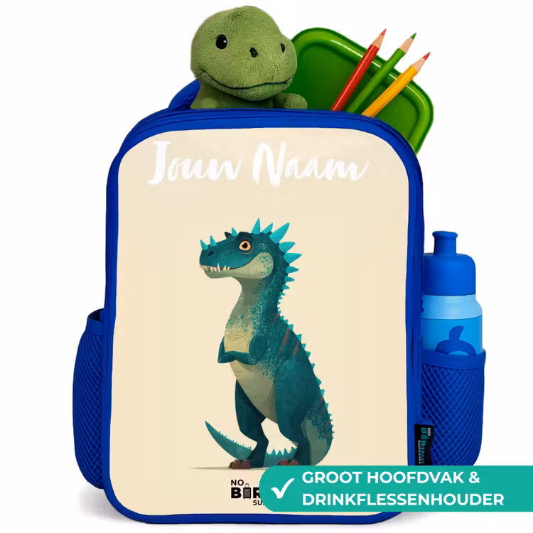 Kinderrugzak met naam - Blauw - Dino - Dier - Blauw - Groen — 6