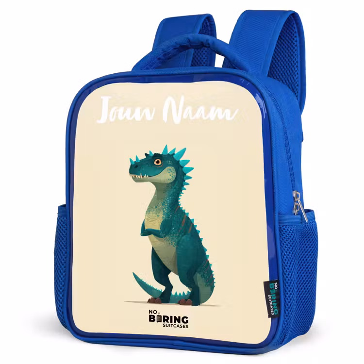Kinderrugzak met naam - Blauw - Dino - Dier - Blauw - Groen — 7