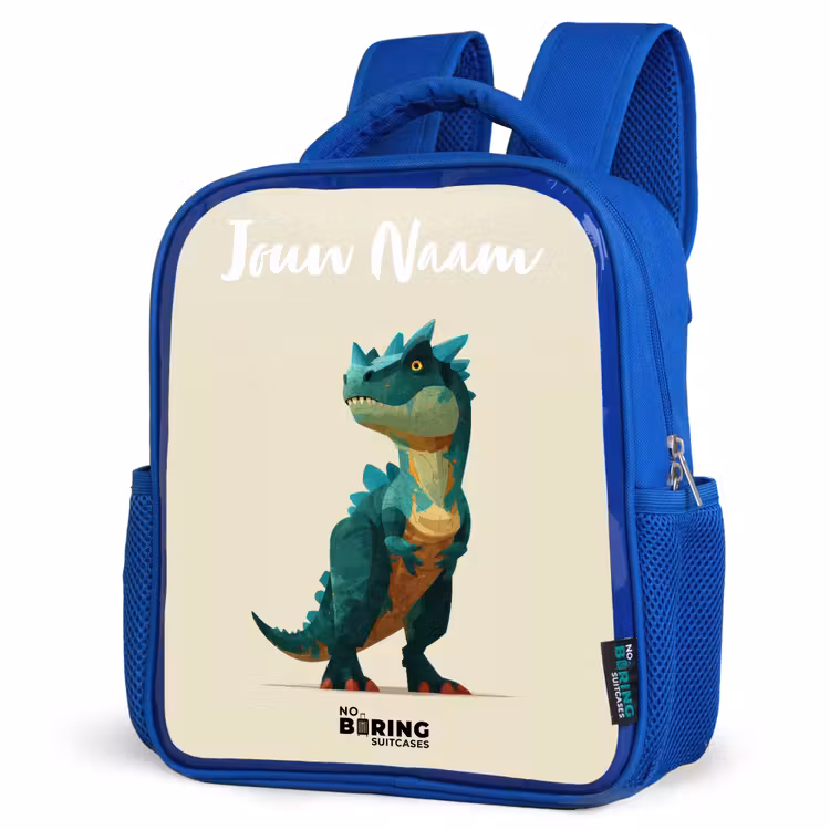 Kinderrugzak met naam - Blauw - Dino - Dier - Groen — 7