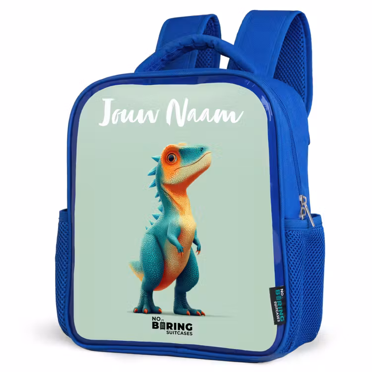 Kinderrugzak met naam - Blauw - Dino - Dier - Groen - Oranje — 7