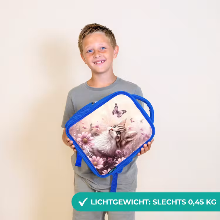 Kinderrugzak - Blauw - Kat - Paars - Vlinders - Bloemen β 2