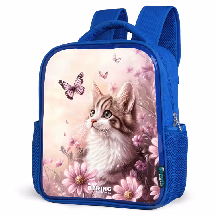 Kinderrugzak - Blauw - Kat - Paars - Vlinders - Bloemen β 7