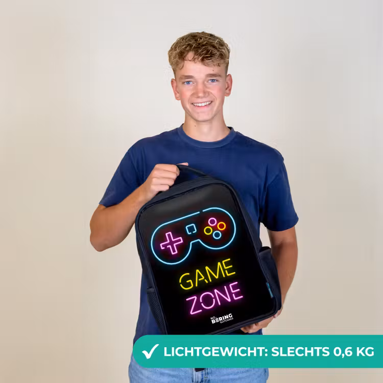 Kinderrugzak met naam - Zwart - Qoute met neonkleuren — 2