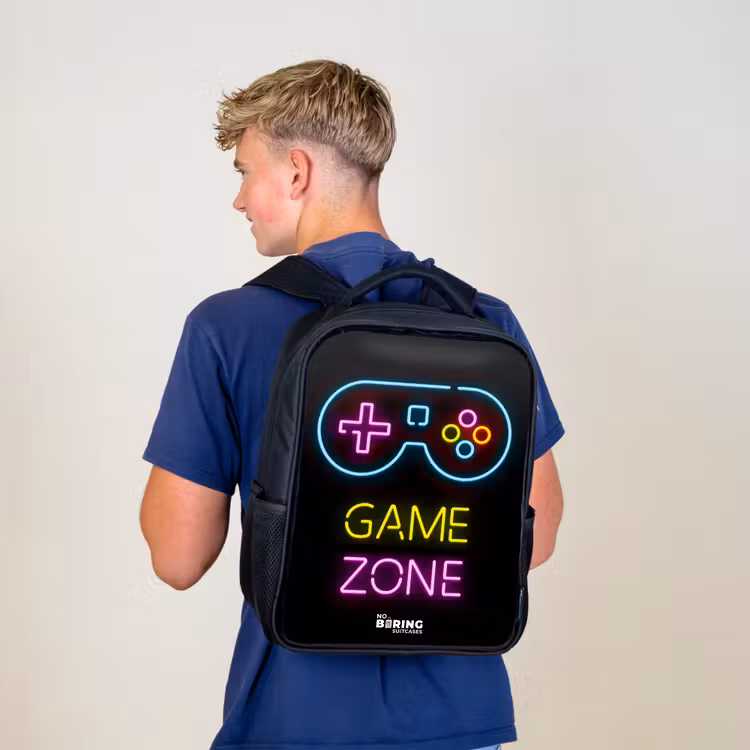 Kinderrugzak met naam - Zwart - Qoute met neonkleuren — 6