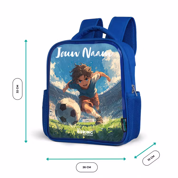 Kinderrugzak met naam - Blauw - Stadion - Voetbal - Jongen β 5