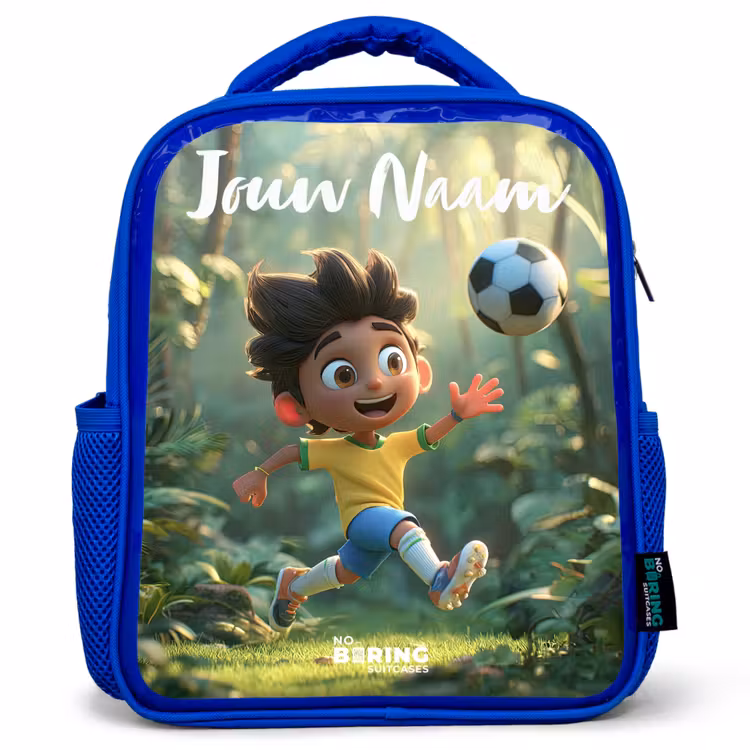 Kinderrugzak met naam - Blauw - Voetbal - Jongen - Bos β 1
