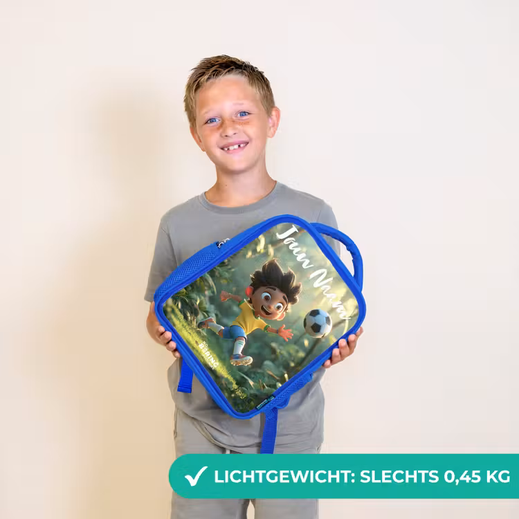 Kinderrugzak met naam - Blauw - Voetbal - Jongen - Bos β 2