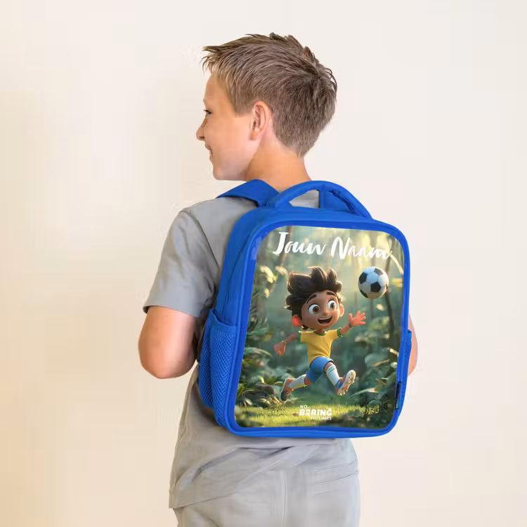 Kinderrugzak met naam - Blauw - Voetbal - Jongen - Bos β 3