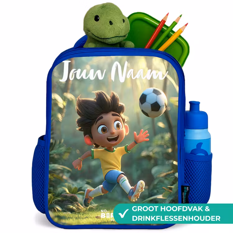 Kinderrugzak met naam - Blauw - Voetbal - Jongen - Bos β 6