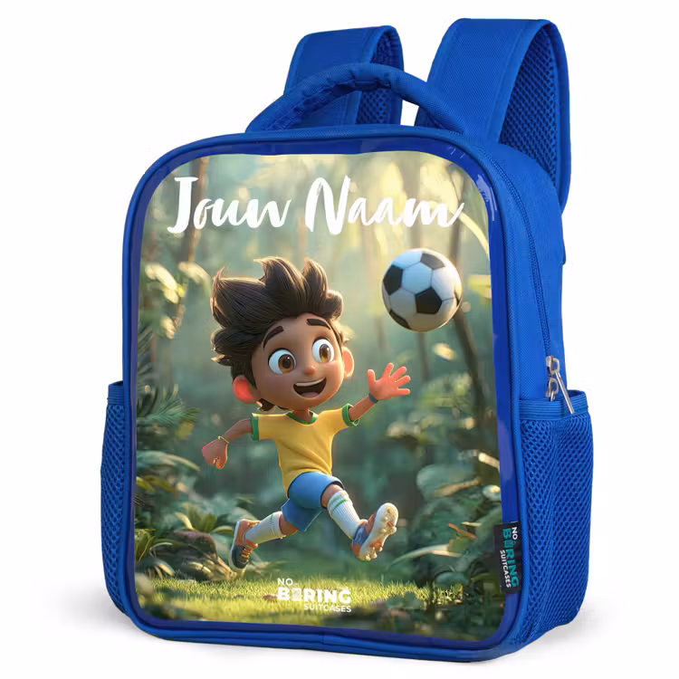 Kinderrugzak met naam - Blauw - Voetbal - Jongen - Bos β 7