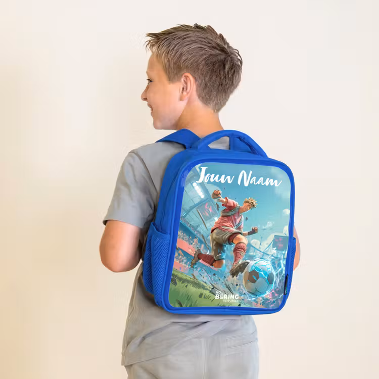 Kinderrugzak met naam - Blauw - Voetbal - Jongen - Stadion - Elektrisch — 3