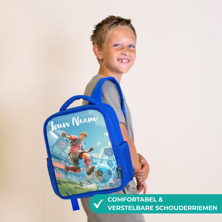Kinderrugzak met naam - Blauw - Voetbal - Jongen - Stadion - Elektrisch — 4