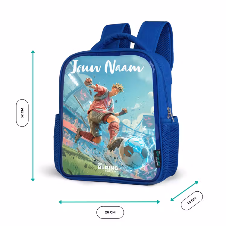 Kinderrugzak met naam - Blauw - Voetbal - Jongen - Stadion - Elektrisch — 5
