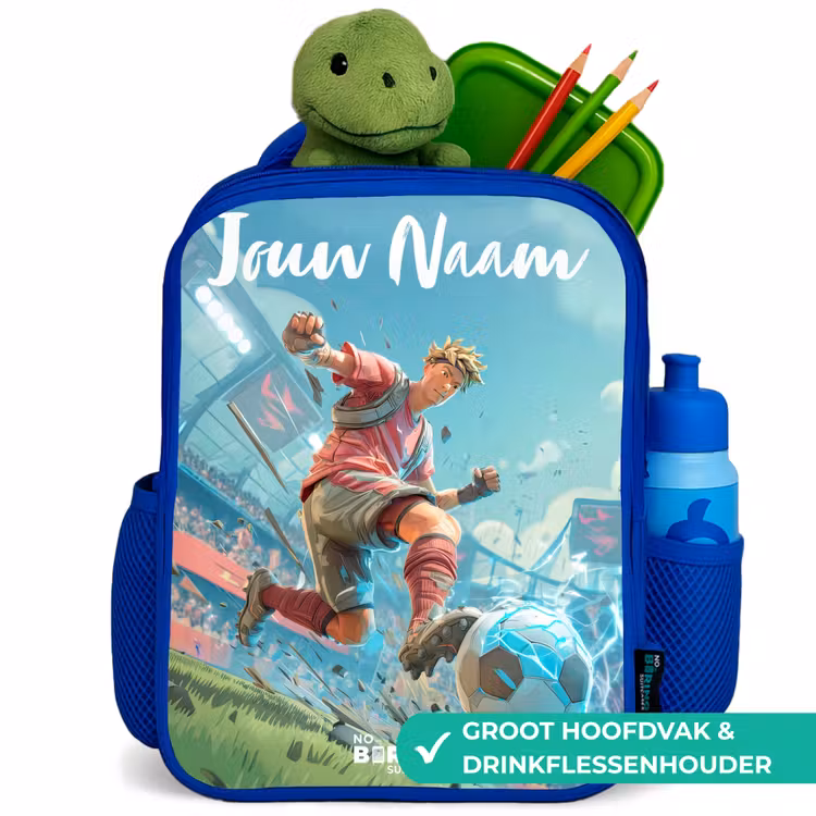 Kinderrugzak met naam - Blauw - Voetbal - Jongen - Stadion - Elektrisch — 6