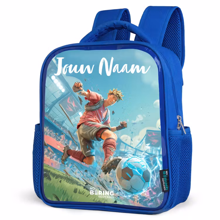 Kinderrugzak met naam - Blauw - Voetbal - Jongen - Stadion - Elektrisch — 7