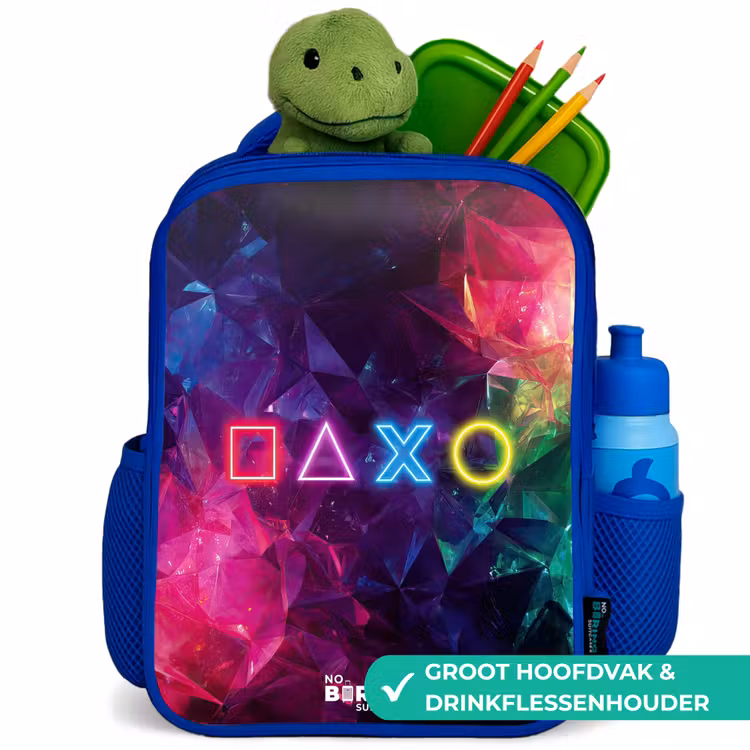 Kinderrugzak - Blauw - Controller - Symbolen - Neon — 6