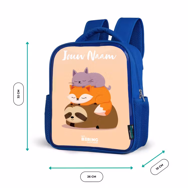 Kinderrugzak met naam - Blauw - Dieren - Slapen - Samen — 5