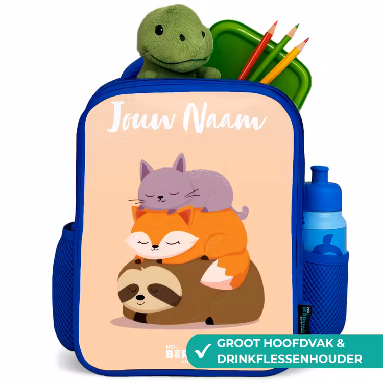 Kinderrugzak met naam - Blauw - Dieren - Slapen - Samen — 6