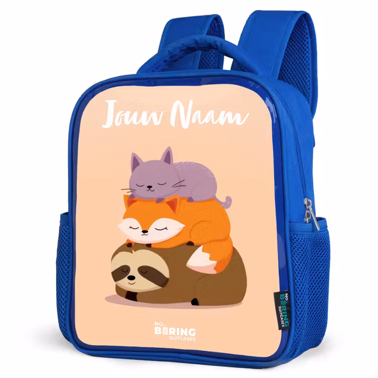 Kinderrugzak met naam - Blauw - Dieren - Slapen - Samen — 7
