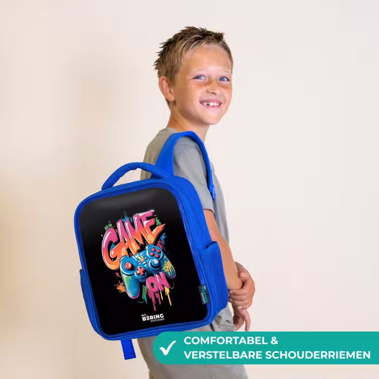 Kinderrugzak - Blauw - Game - Controller - Graffiti - Neon — 4