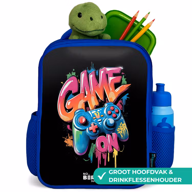 Kinderrugzak - Blauw - Game - Controller - Graffiti - Neon — 6