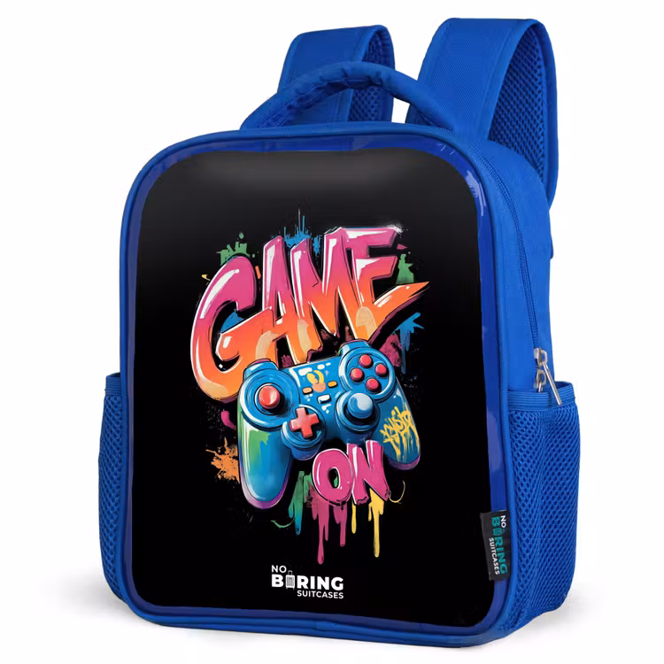 Kinderrugzak - Blauw - Game - Controller - Graffiti - Neon — 7