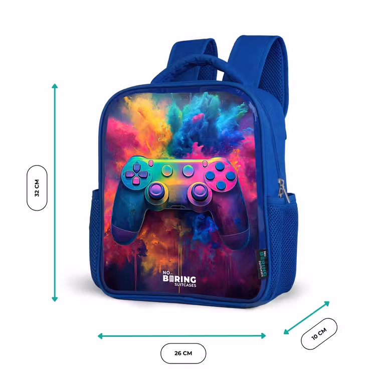 Kinderrugzak - Blauw - Game - Controller - Kleurrijk - Explosie — 5