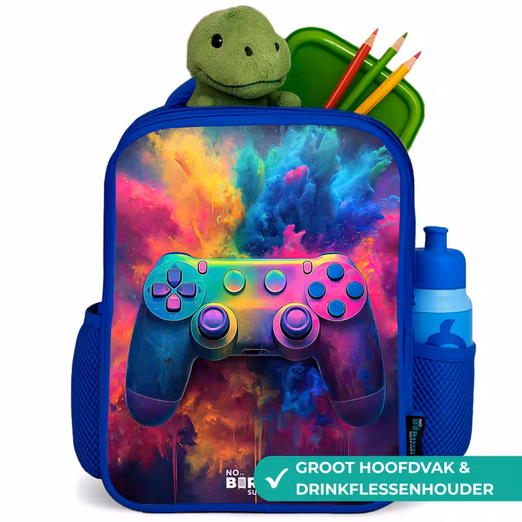 Kinderrugzak - Blauw - Game - Controller - Kleurrijk - Explosie — 6